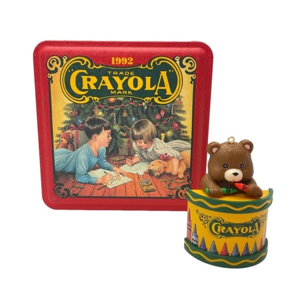 Crayola  Tin & Hallmark Christmas Tree Ornament Lot - Picture 1 of 15